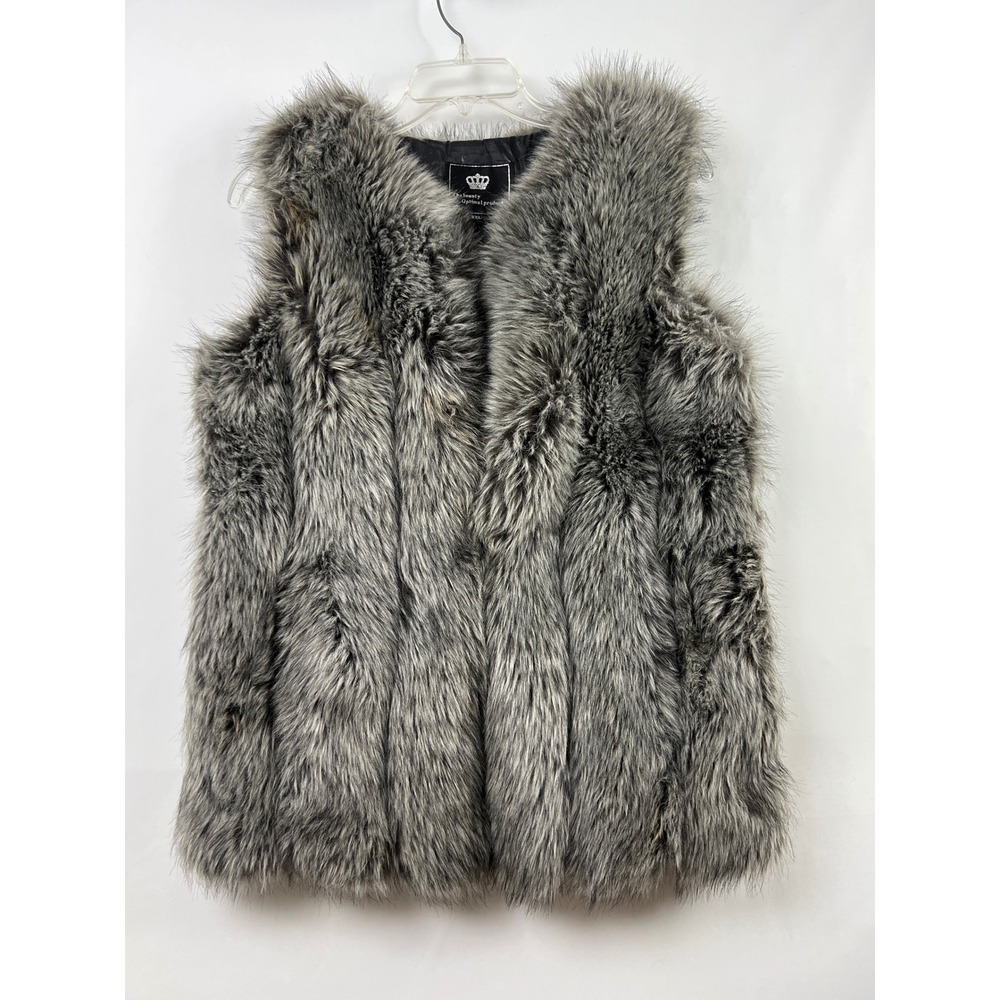The Beauty Optimal Product Faux Fur Vest Womens XXL Grey Salt and Pepper Lined